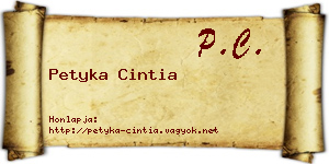 Petyka Cintia névjegykártya